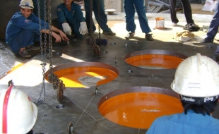 Thi công chân đế máy NM Xi Măng Sông Thao