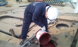 Thi công chân đế máy NM Giấy An Hoà